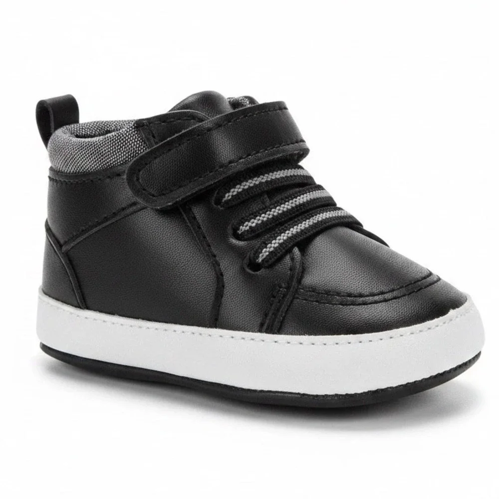 Josmo Unisex Baby Sneakers Size 4 Infant Slip On Casual Crib Shoes Black